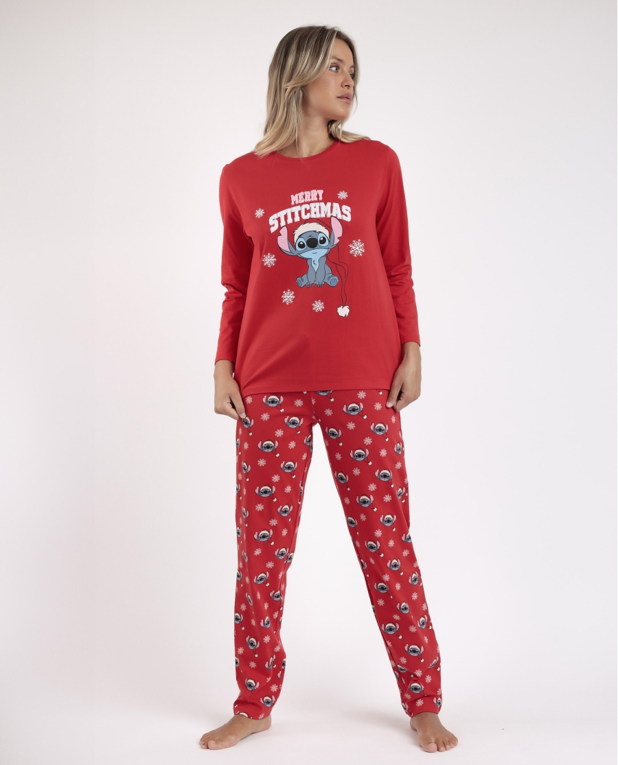 DISNEY Pijama Manga Larga Stitchmas para Mujer ROJO DISNEY Pijama Manga Larga Stitchmas para Mujer ROJO
