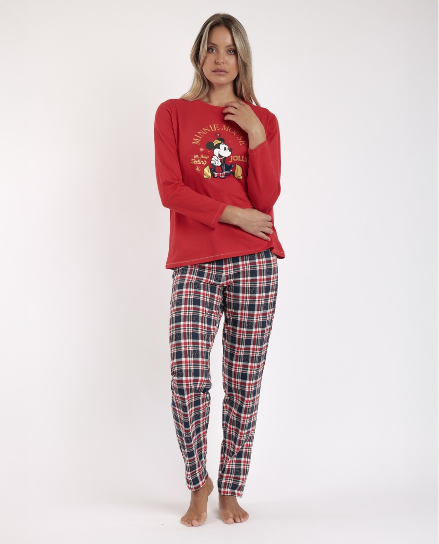 DISNEY Pijama Manga Larga Feeling Jolly para Mujer ROJO
