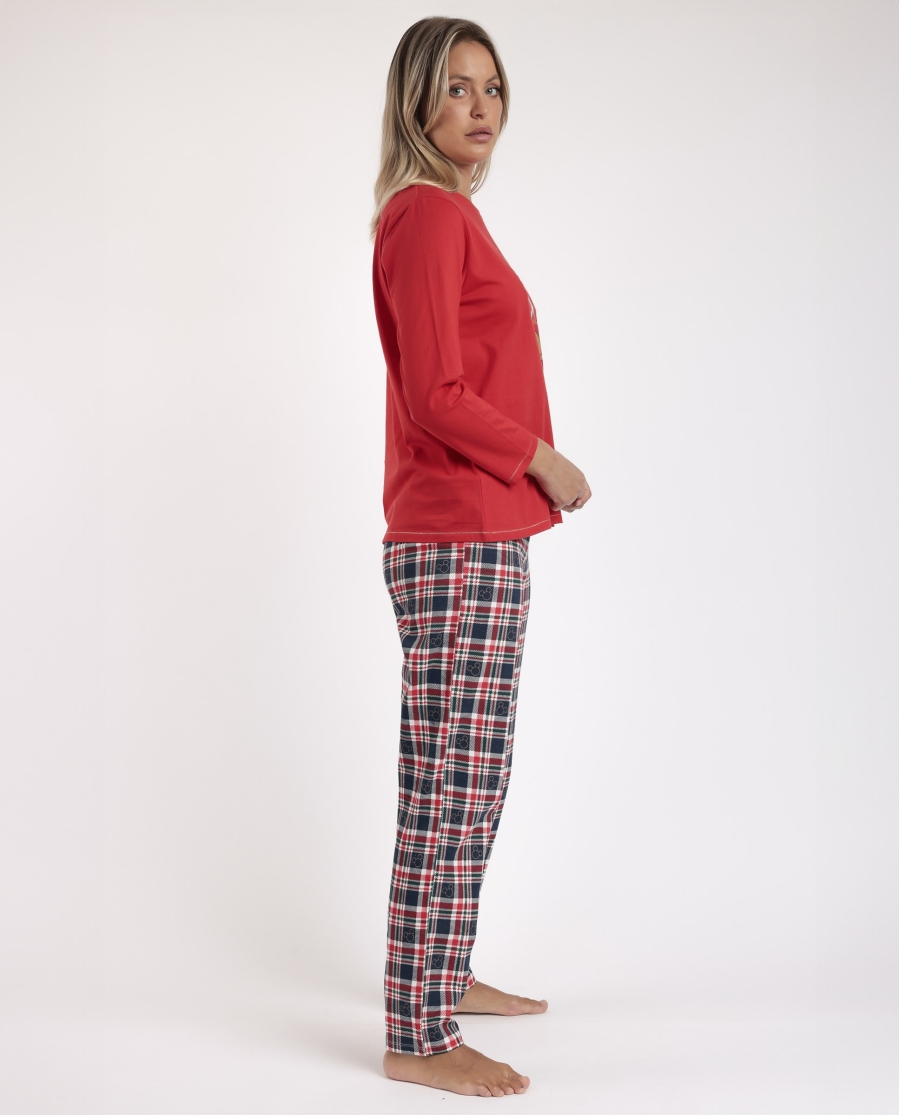 DISNEY Pijama Manga Larga Feeling Jolly para Mujer ROJO