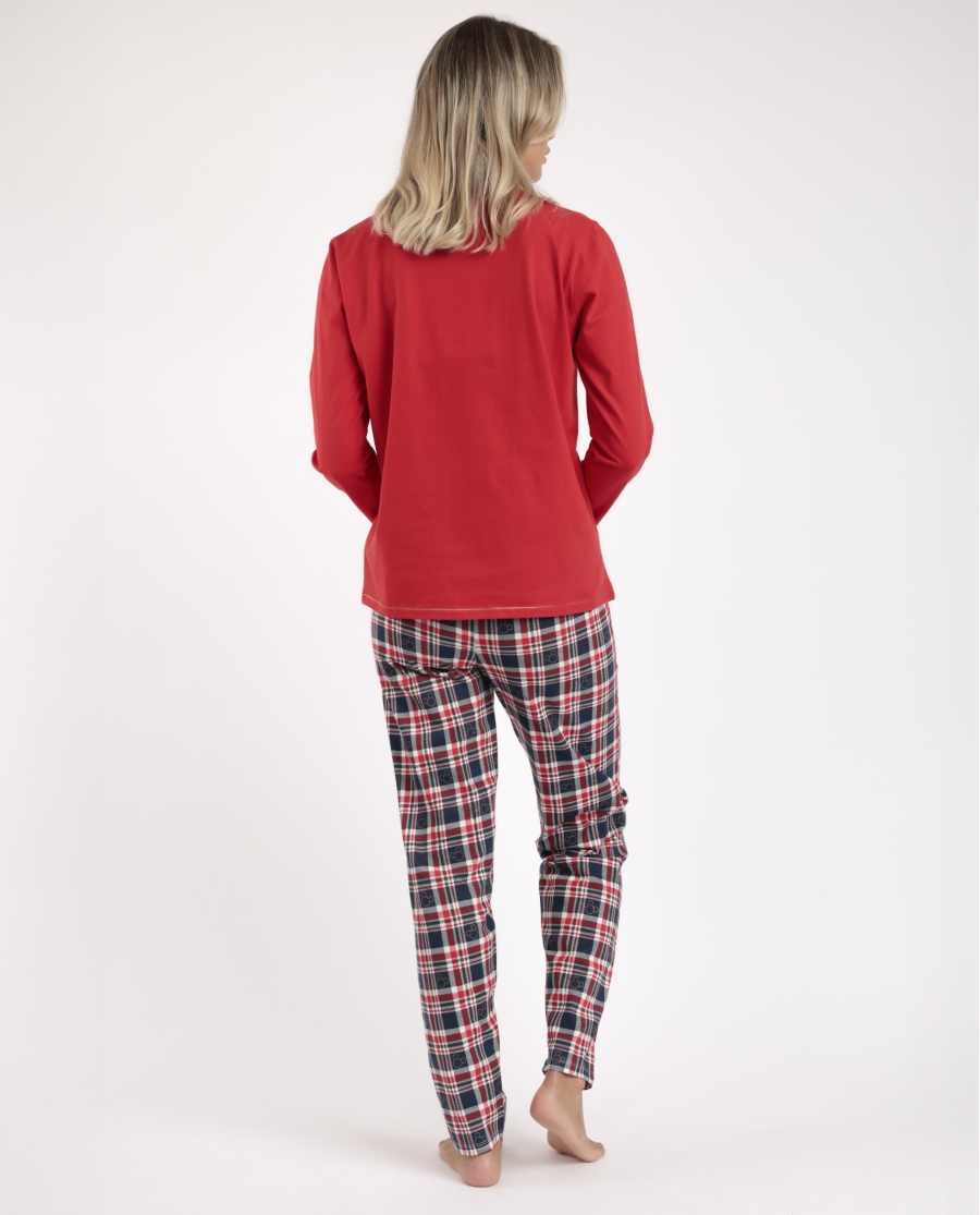 DISNEY Pijama Manga Larga Feeling Jolly para Mujer ROJO
