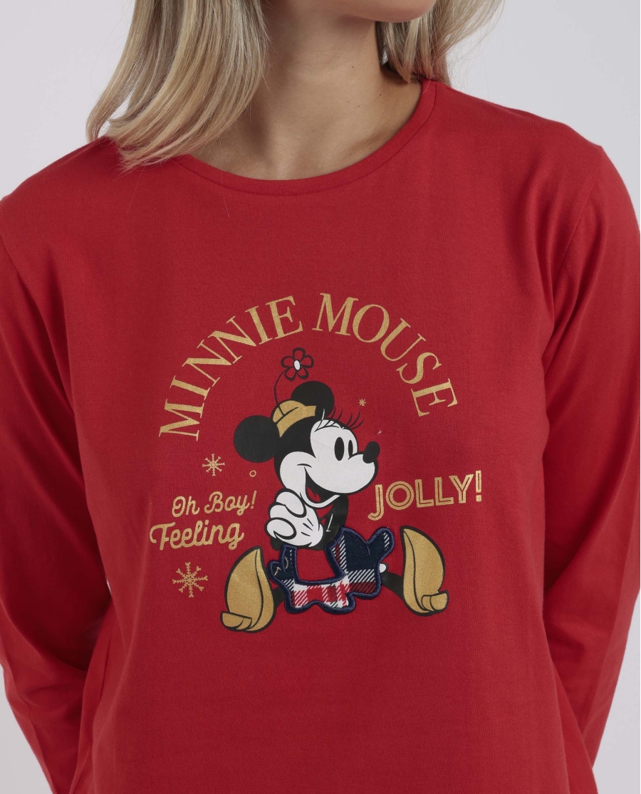 DISNEY Pijama Manga Larga Feeling Jolly para Mujer ROJO
