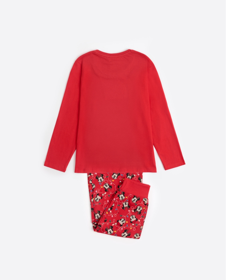 DISNEY Pijama Manga Larga Mickey Xmas para Niña ROJO