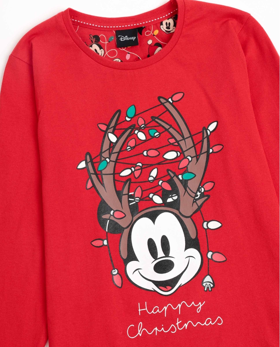 DISNEY Pijama Manga Larga Mickey Xmas para Niña ROJO