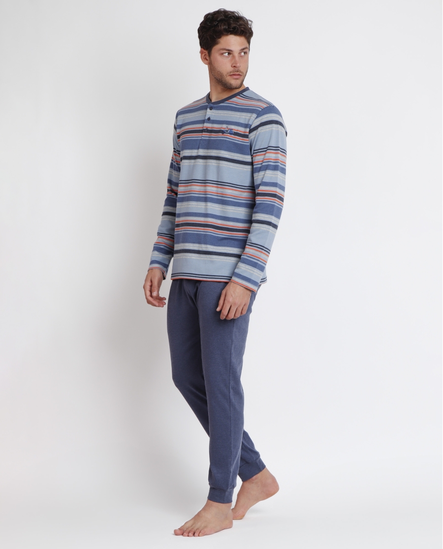 ADMAS Pijama Manga Larga Rayas Vespa Style para Hombre AZUL ADMAS Pijama Manga Larga Rayas Vespa Style para Hombre AZUL