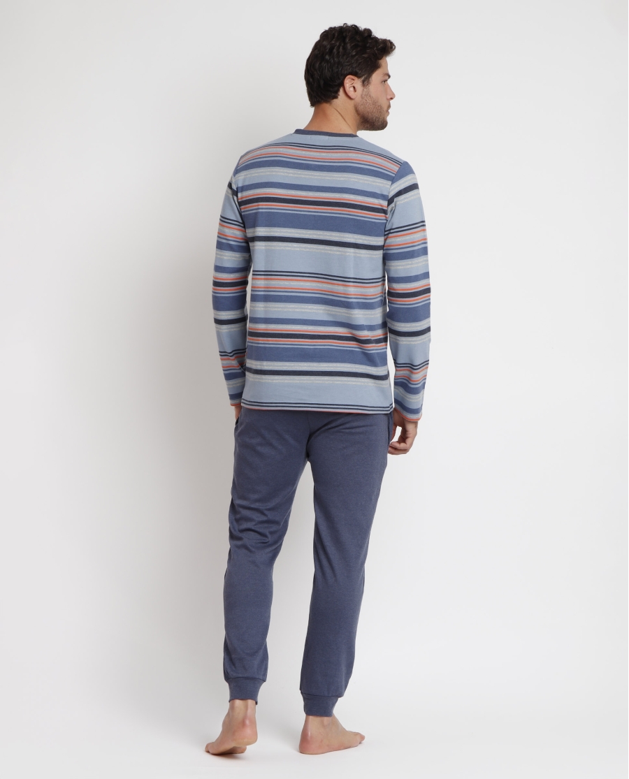 ADMAS Pijama Manga Larga Rayas Vespa Style para Hombre AZUL ADMAS Pijama Manga Larga Rayas Vespa Style para Hombre AZUL