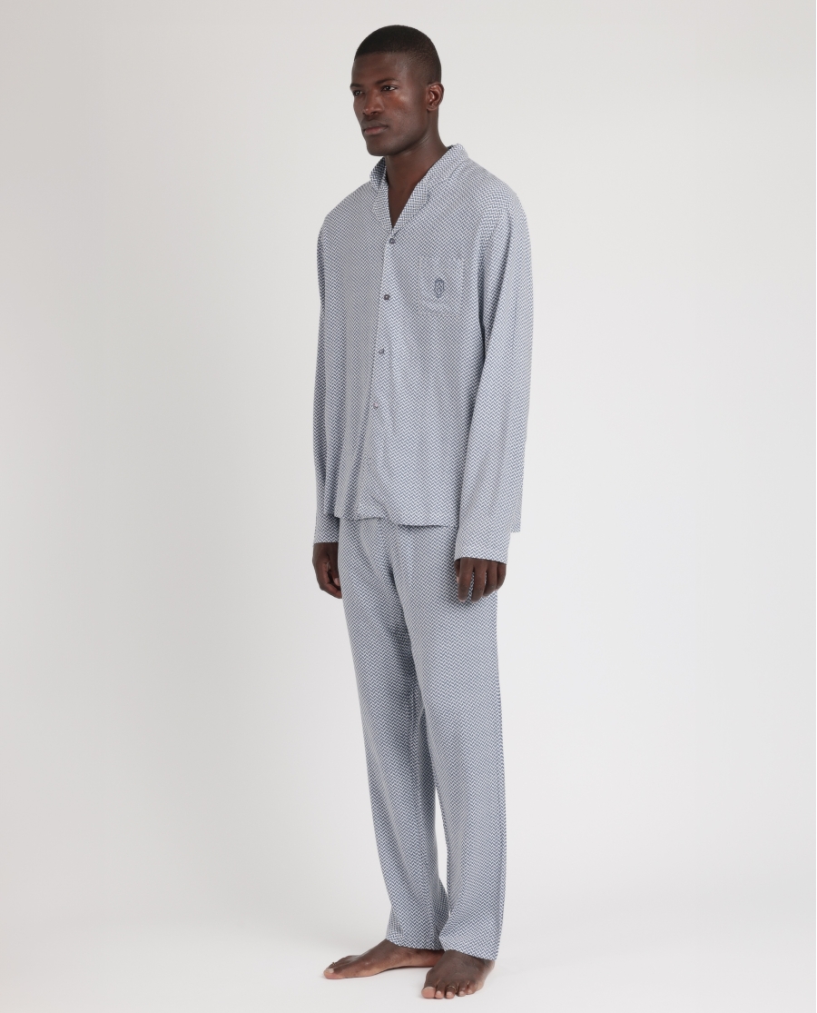 ADMAS CLASSIC Pijama Abierto Manga Larga Classic Spiga para Hombre AZUL