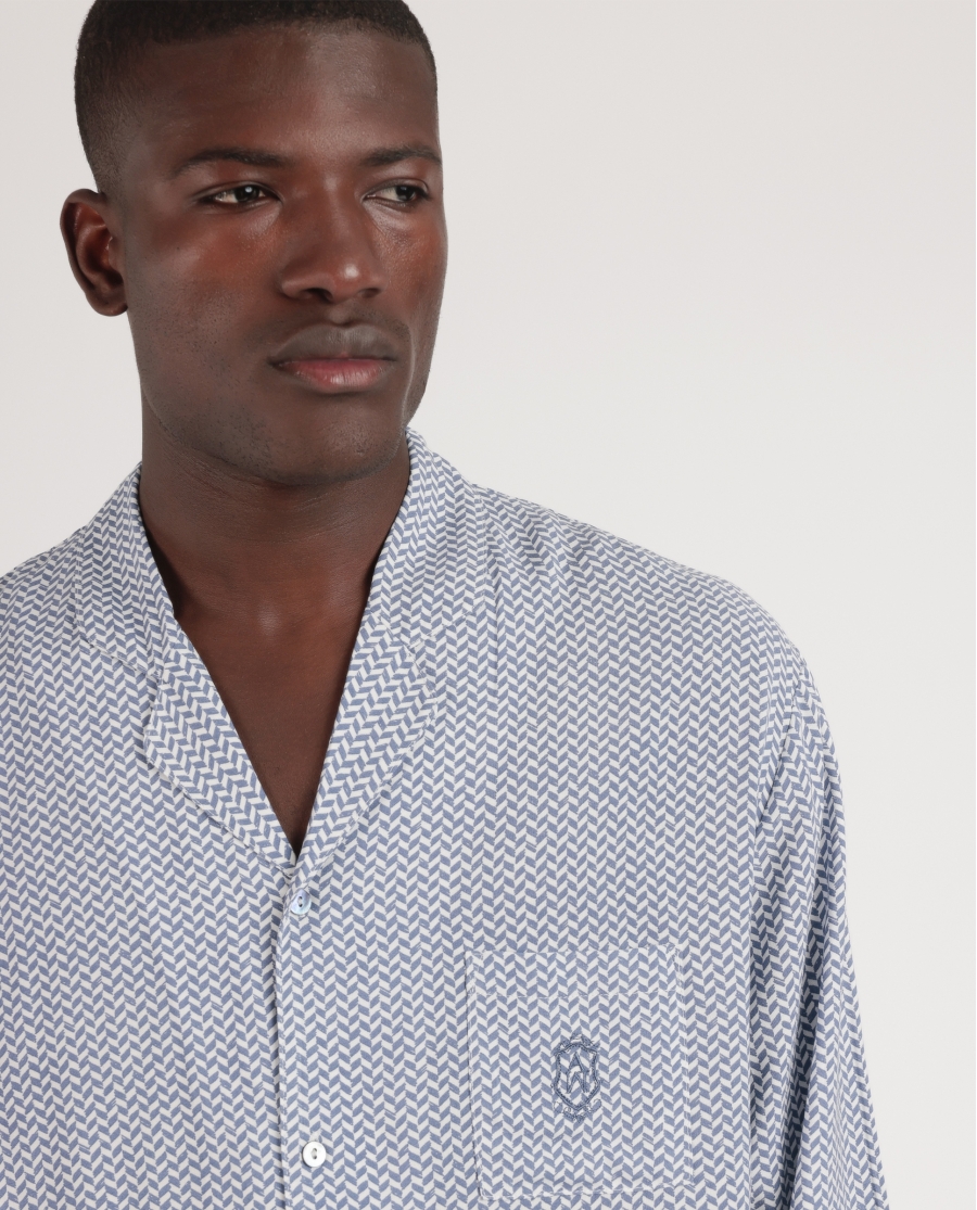 ADMAS CLASSIC Pijama Abierto Manga Larga Classic Spiga para Hombre AZUL