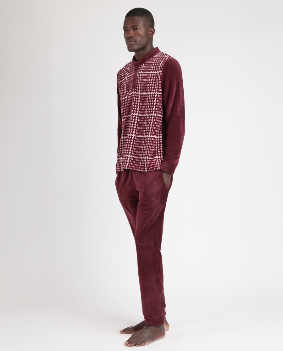 ADMAS MAGNIFIC Pijama Manga Larga Calentito Micropolar Garnet Houndstooth para Hombre GRANATE ADMAS MAGNIFIC Pijama Manga Larga Calentito Micropolar Garnet Houndstooth para Hombre GRANATE