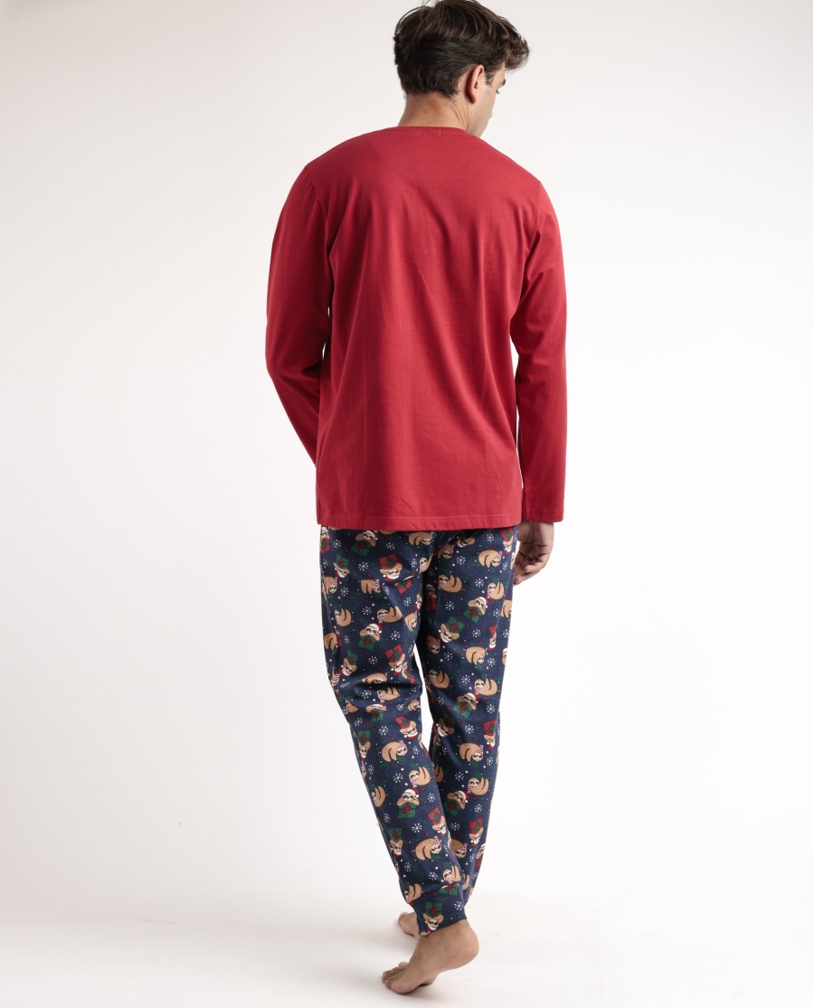 ADMAS Pijama Manga Larga Have a Lazy Christmas para Hombre ROJO ADMAS Pijama Manga Larga Have a Lazy Christmas para Hombre ROJO