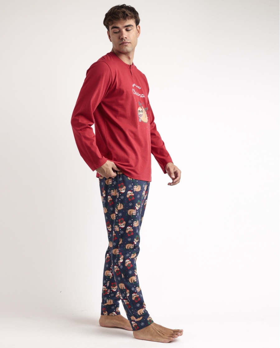 ADMAS Pijama Manga Larga Have a Lazy Christmas para Hombre ROJO ADMAS Pijama Manga Larga Have a Lazy Christmas para Hombre ROJO