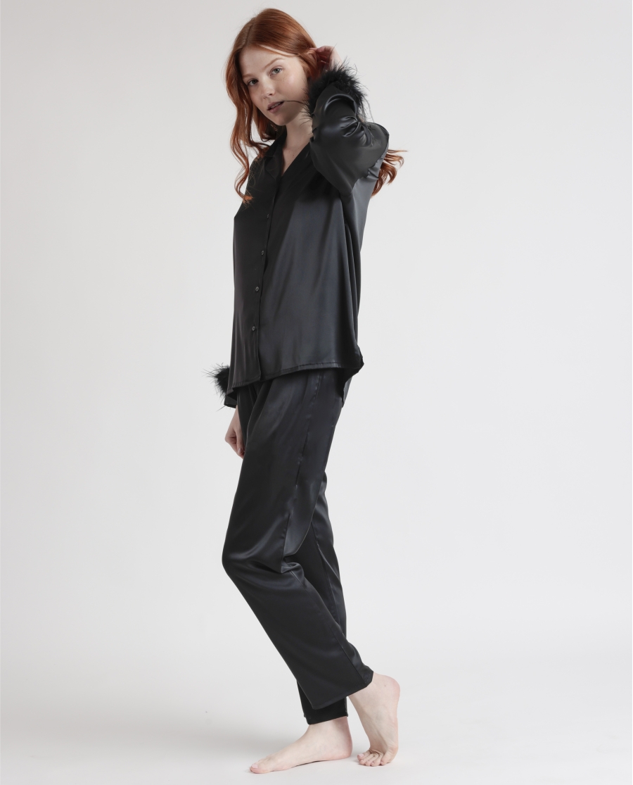 ADMAS CLASSIC Pijama Abierto Manga Larga Plumas Marabu Christmas Luxe para Mujer NEGRO ADMAS CLASSIC Pijama Abierto Manga Larga Plumas Marabu Christmas Luxe para Mujer NEGRO