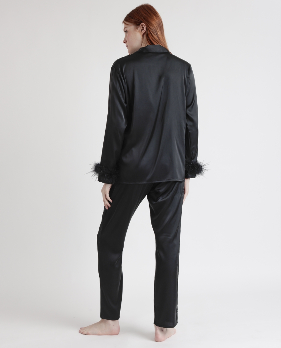 ADMAS CLASSIC Pijama Abierto Manga Larga Plumas Marabu Christmas Luxe para Mujer NEGRO ADMAS CLASSIC Pijama Abierto Manga Larga Plumas Marabu Christmas Luxe para Mujer NEGRO