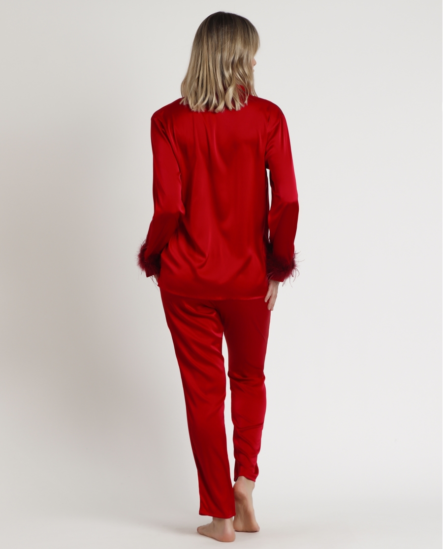 ADMAS CLASSIC Pijama Abierto Manga Larga Plumas Marabu Christmas Luxe para Mujer ROJO ADMAS CLASSIC Pijama Abierto Manga Larga Plumas Marabu Christmas Luxe para Mujer ROJO