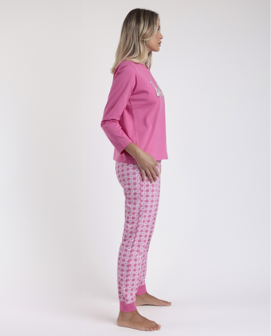 BARBIE Pijama Manga Larga Vichy Mood Barbie para Mujer ROSA