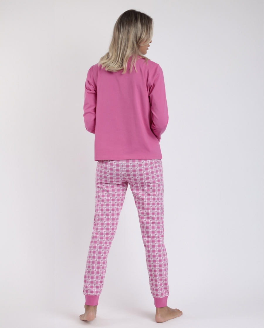 BARBIE Pijama Manga Larga Vichy Mood Barbie para Mujer ROSA