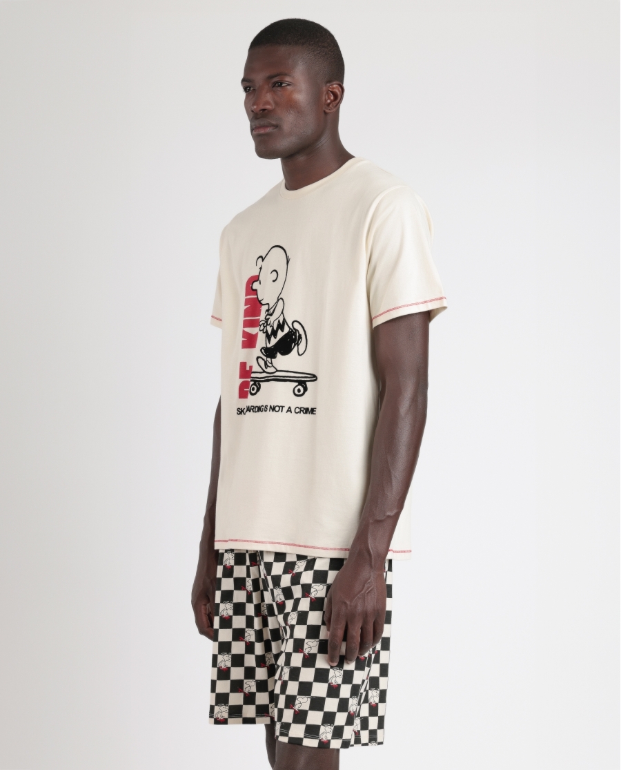 PEANUTS Pijama Manga Corta Skate Is Not A Crime para Hombre CRUDO PEANUTS Pijama Manga Corta Skate Is Not A Crime para Hombre CRUDO