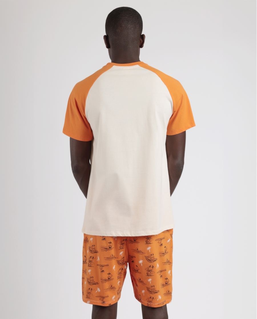 PEANUTS Pijama Manga Corta Summer Beagle para Hombre NARANJA PEANUTS Pijama Manga Corta Summer Beagle para Hombre NARANJA
