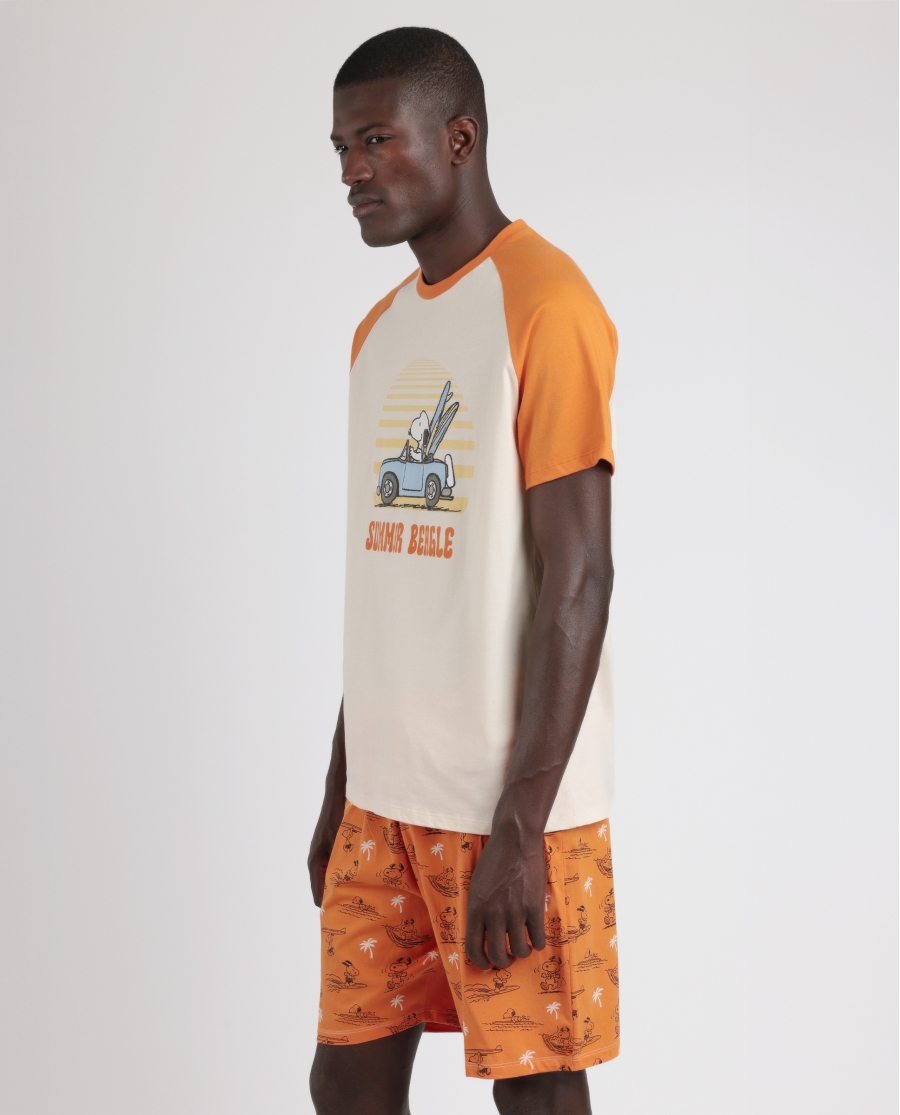 PEANUTS Pijama Manga Corta Summer Beagle para Hombre NARANJA PEANUTS Pijama Manga Corta Summer Beagle para Hombre NARANJA