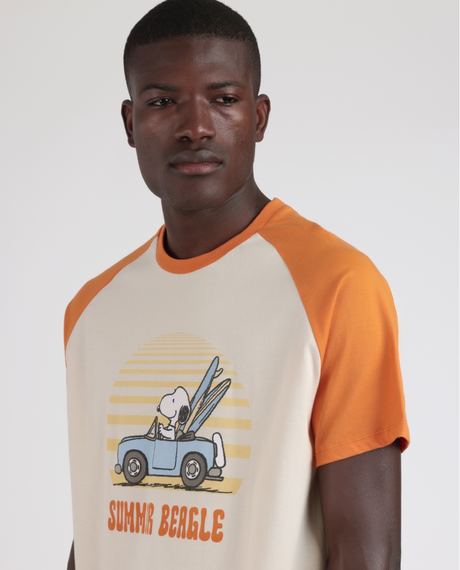 PEANUTS Pijama Manga Corta Summer Beagle para Hombre NARANJA PEANUTS Pijama Manga Corta Summer Beagle para Hombre NARANJA