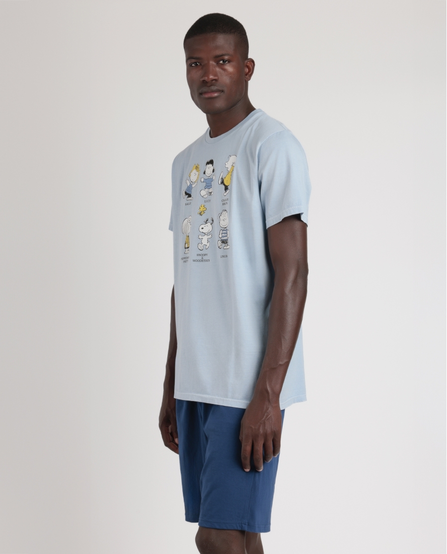 PEANUTS Pijama Manga Corta Party Friends para Hombre AZUL