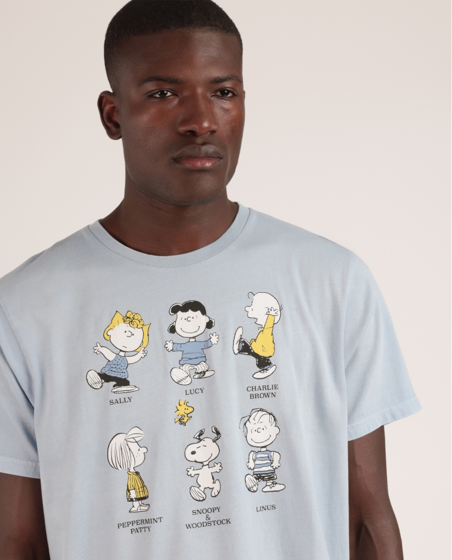 PEANUTS Pijama Manga Corta Party Friends para Hombre AZUL