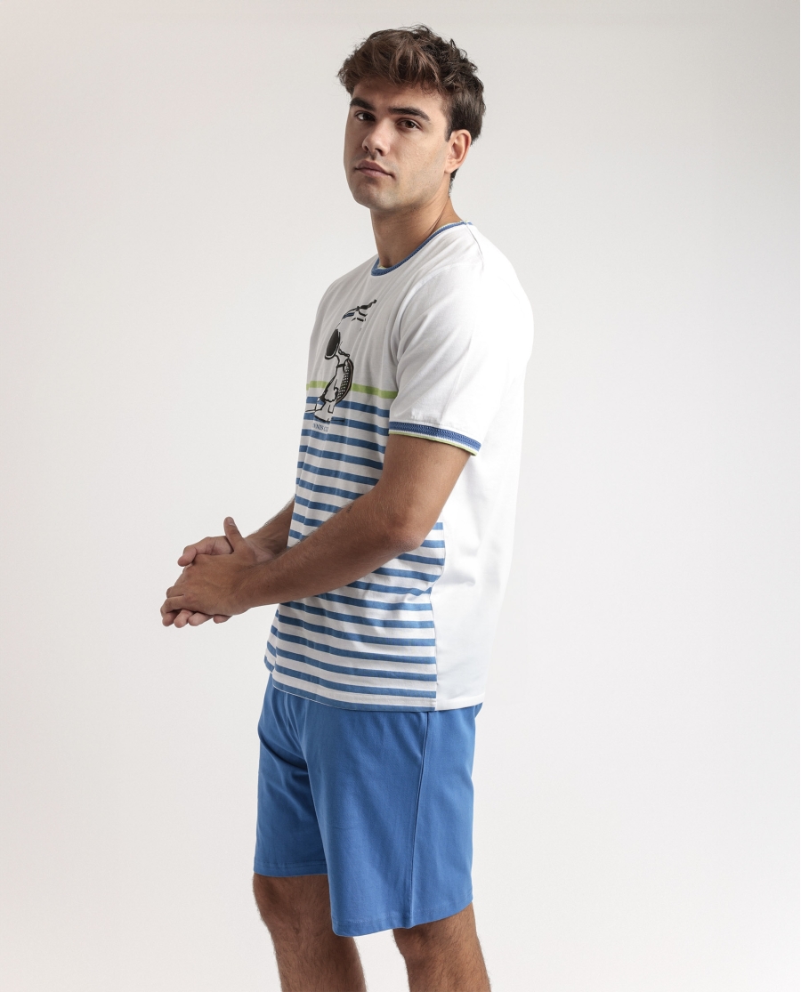PEANUTS Pijama Manga Corta Tennis Club para Hombre AZUL PEANUTS Pijama Manga Corta Tennis Club para Hombre AZUL