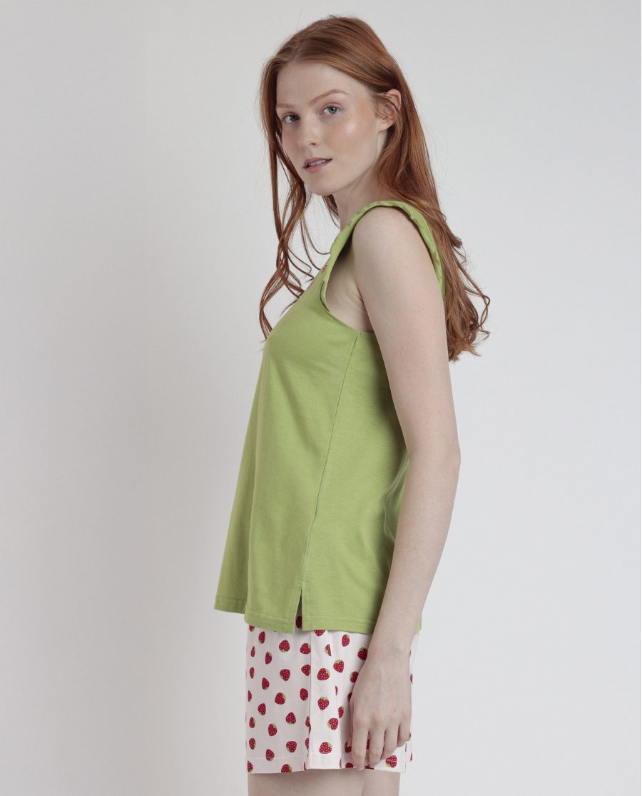 ADMAS Pijama Sin Mangas Strawberry Field para Mujer VERDE ADMAS Pijama Sin Mangas Strawberry Field para Mujer VERDE