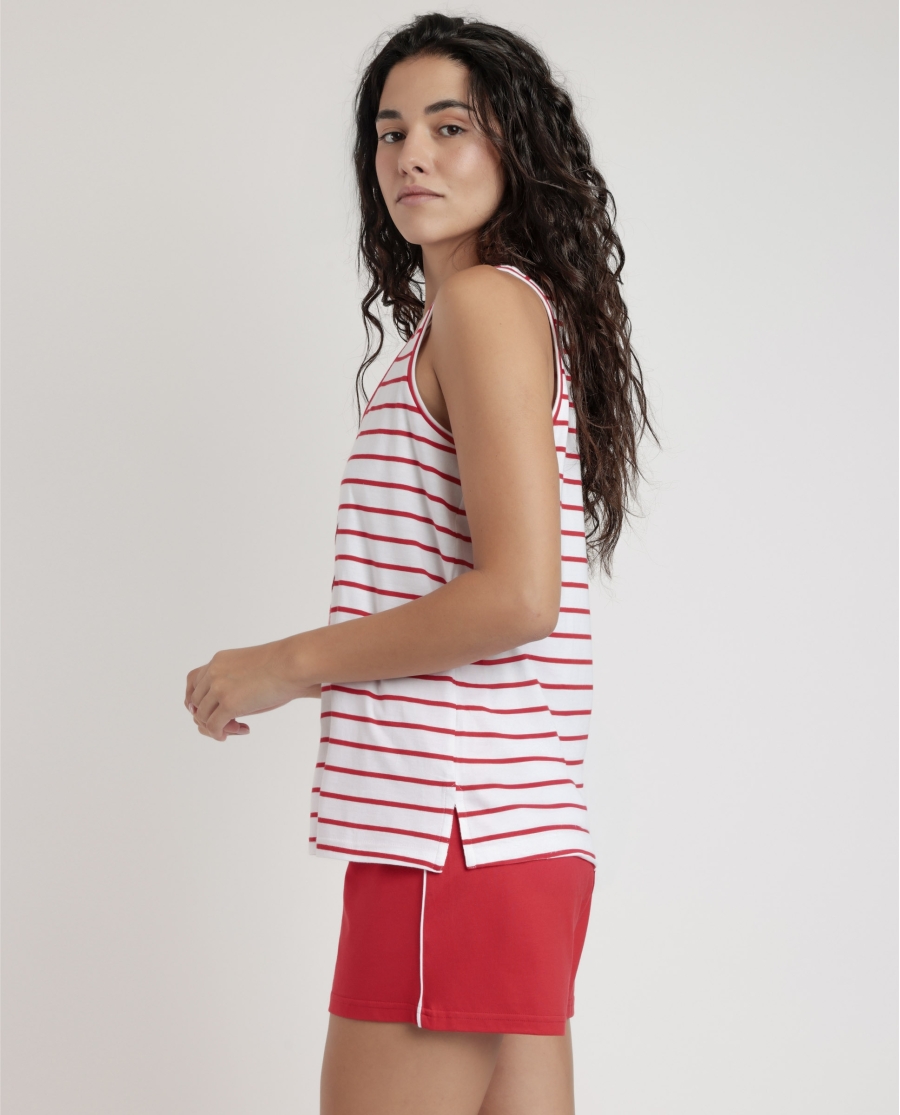 ADMAS Pijama Sin Mangas Sailor Club para Mujer ROJO ADMAS Pijama Sin Mangas Sailor Club para Mujer ROJO