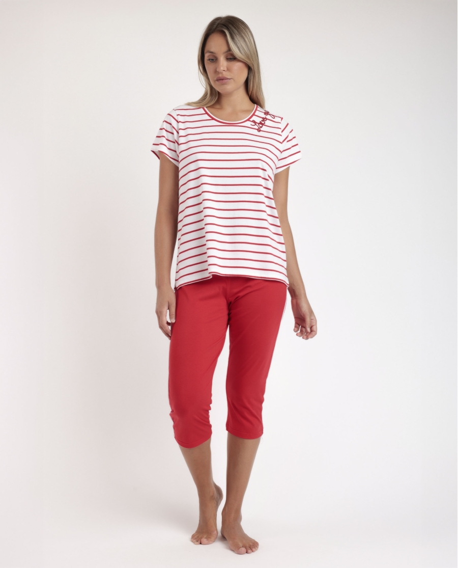 ADMAS Pijama Manga Corta Sailor Club para Mujer ROJO
