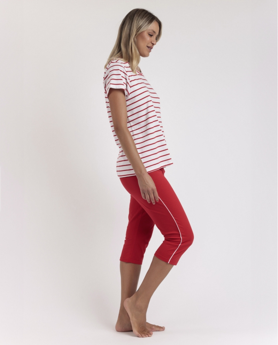 ADMAS Pijama Manga Corta Sailor Club para Mujer ROJO
