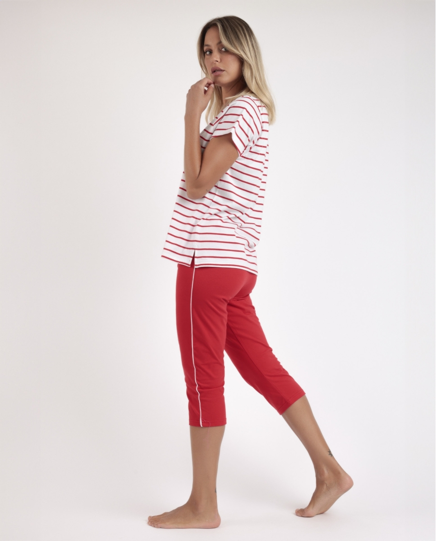 ADMAS Pijama Manga Corta Sailor Club para Mujer ROJO
