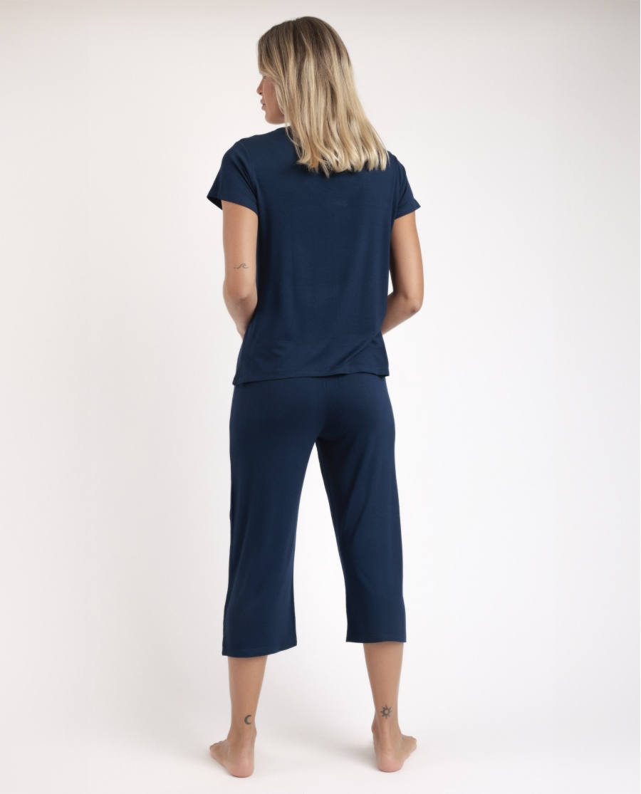 ADMAS Pijama Manga Corta Trip para Mujer MARINO
