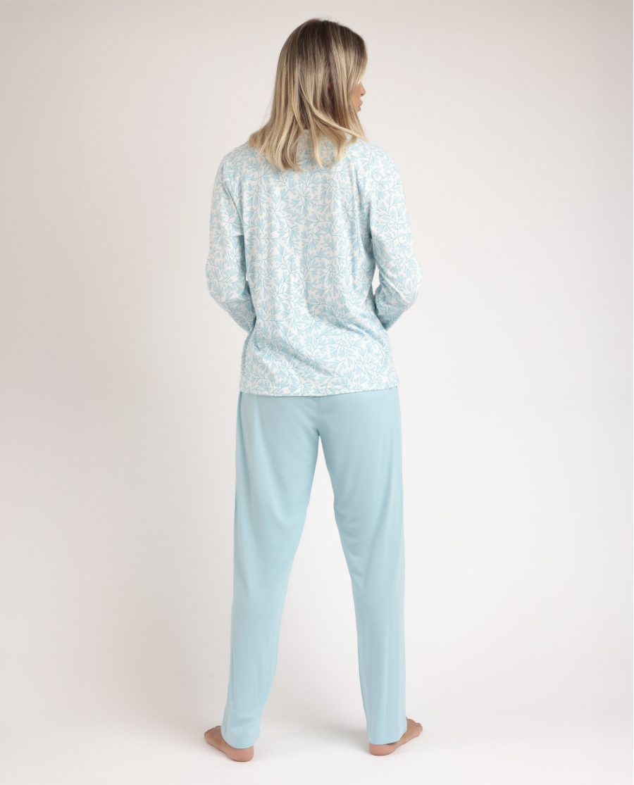 ADMAS CLASSIC Pijama Abierto Manga Larga Spring Leaves para Mujer AZUL ADMAS CLASSIC Pijama Abierto Manga Larga Spring Leaves para Mujer AZUL