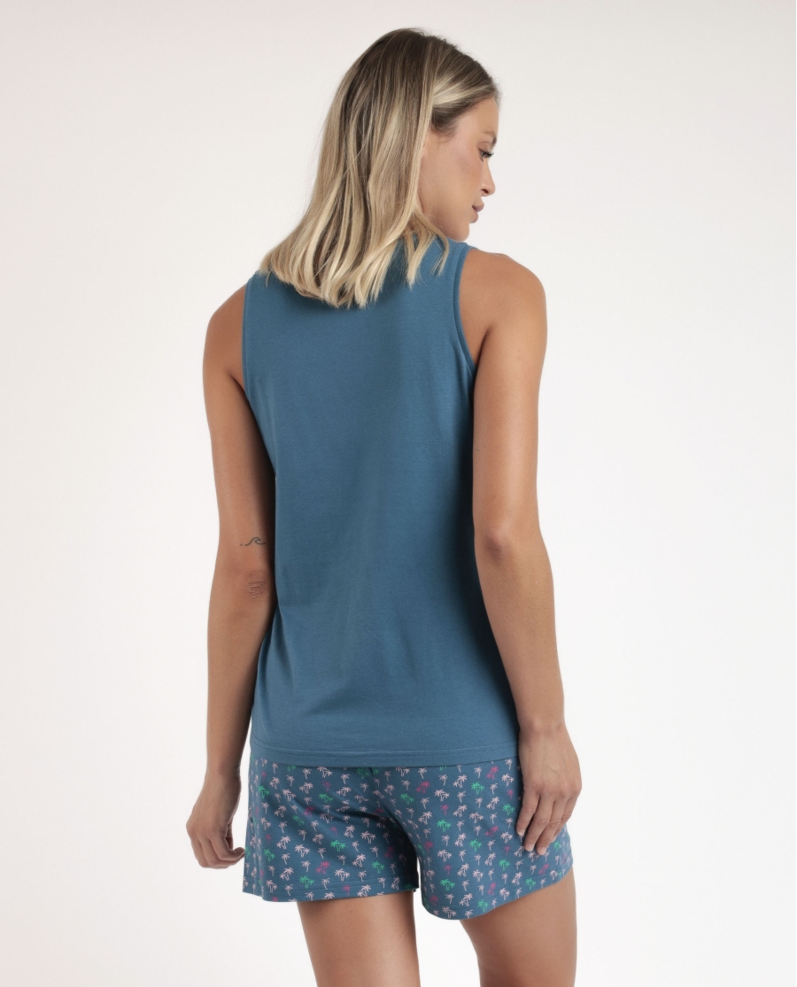 ADMAS Pijama Sin Mangas Have A Good Day para Mujer AZUL ADMAS Pijama Sin Mangas Have A Good Day para Mujer AZUL