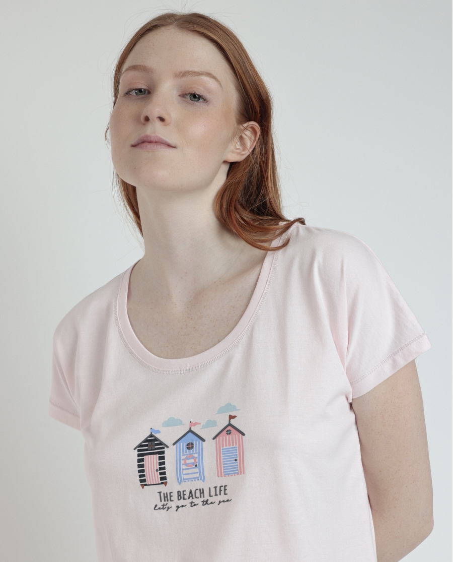 ADMAS Pijama Manga Caída Beach Life para Mujer ROSA ADMAS Pijama Manga Caída Beach Life para Mujer ROSA