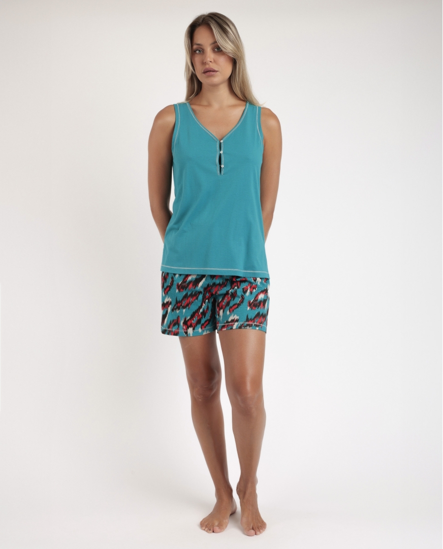 ADMAS Pijama Sin Mangas Wild Safari para Mujer OCEANO