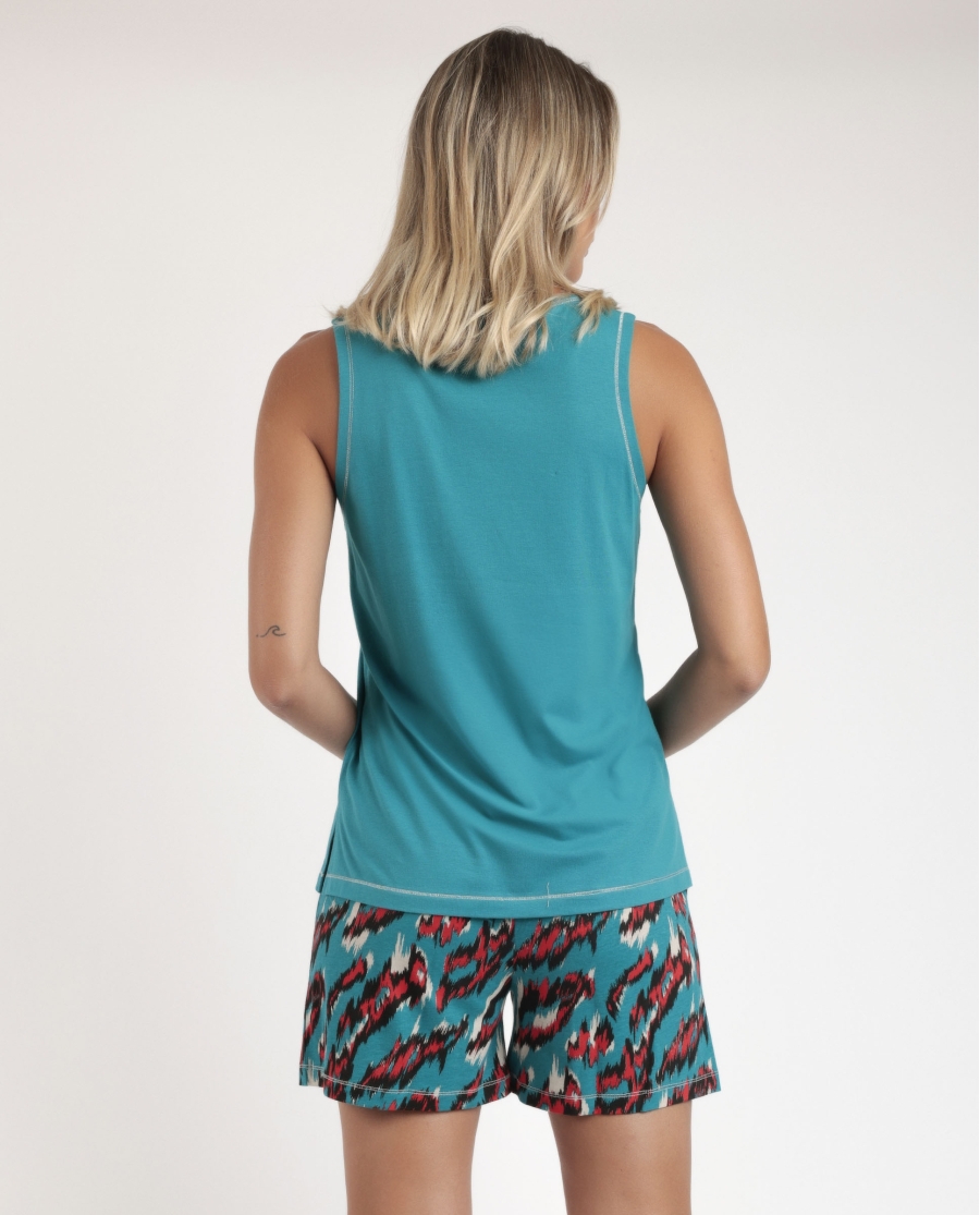 ADMAS Pijama Sin Mangas Wild Safari para Mujer OCEANO