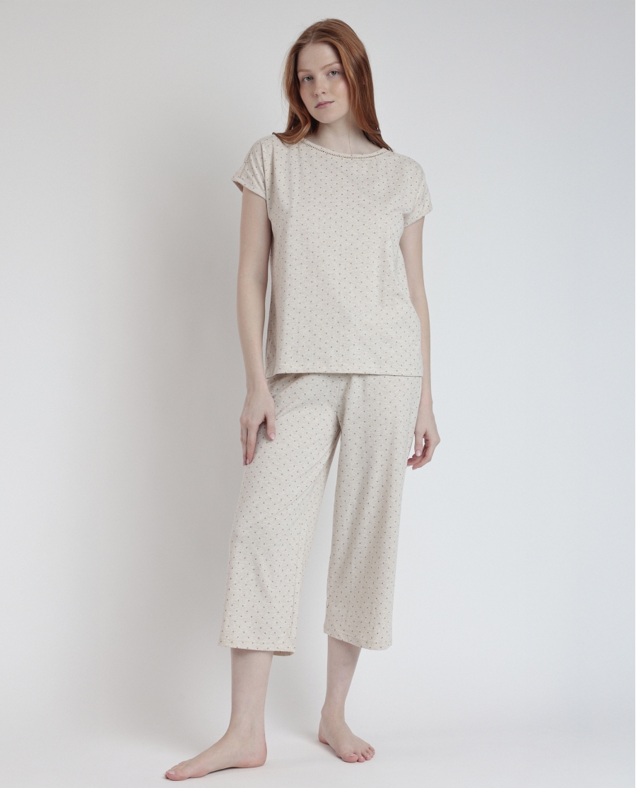 ADMAS CLASSIC Pijama Manga Caída Organic Dots para Mujer BEIGE ADMAS CLASSIC Pijama Manga Caída Organic Dots para Mujer BEIGE