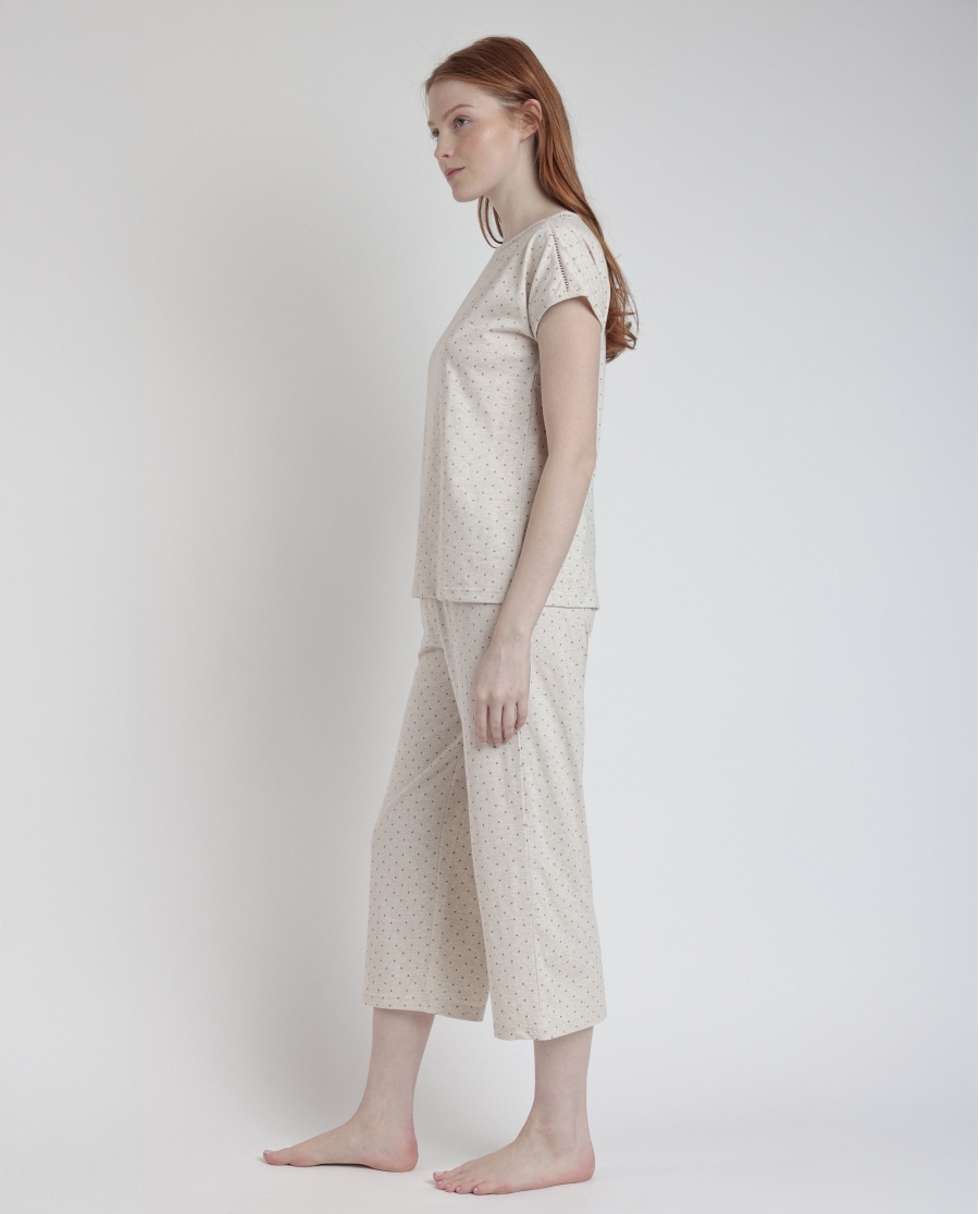 ADMAS CLASSIC Pijama Manga Caída Organic Dots para Mujer BEIGE ADMAS CLASSIC Pijama Manga Caída Organic Dots para Mujer BEIGE