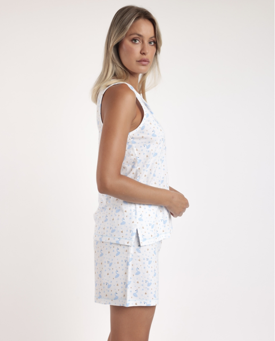 ADMAS Pijama Sin Mangas Dancing With Swans para Mujer AZUL ADMAS Pijama Sin Mangas Dancing With Swans para Mujer AZUL