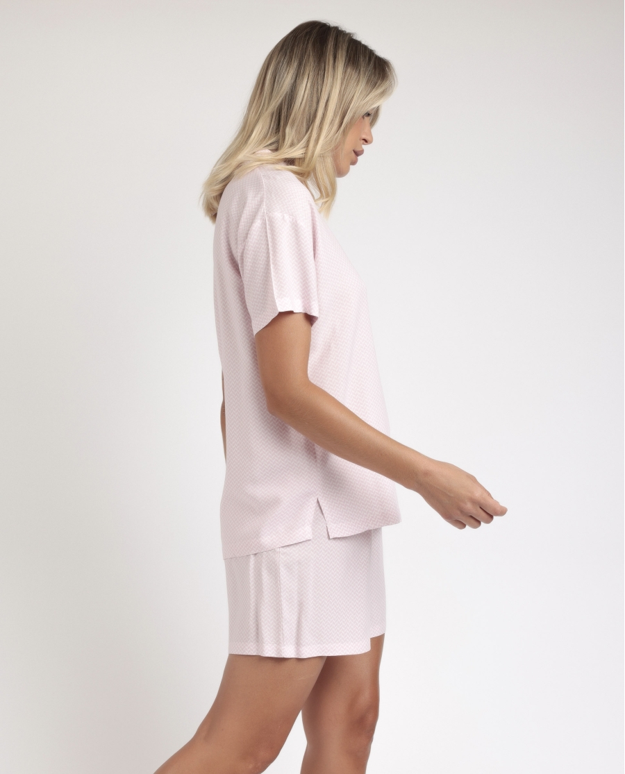 ADMAS CLASSIC Pijama Abierto Manga Corta Classic Spiga para Mujer ROSA
