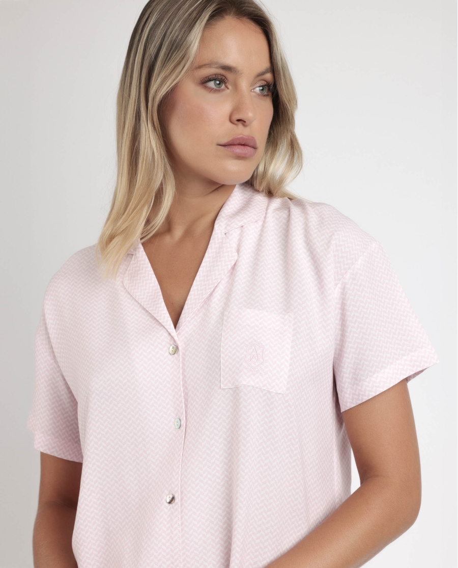 ADMAS CLASSIC Pijama Abierto Manga Corta Classic Spiga para Mujer ROSA