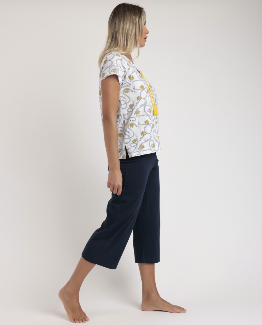 ADMAS Pijama Abierto Manga Caída Sailor Admas para Mujer AZUL ADMAS Pijama Abierto Manga Caída Sailor Admas para Mujer AZUL