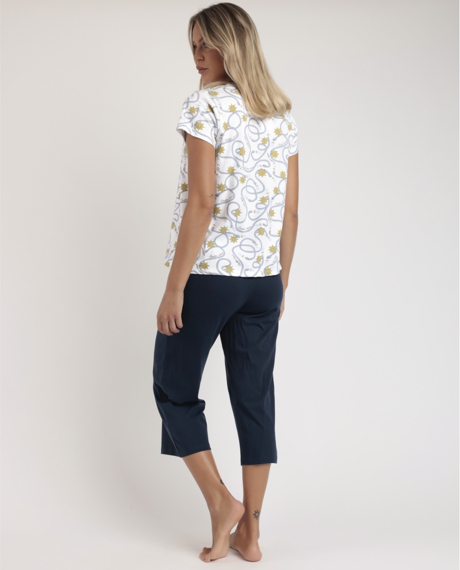 ADMAS Pijama Abierto Manga Caída Sailor Admas para Mujer AZUL ADMAS Pijama Abierto Manga Caída Sailor Admas para Mujer AZUL