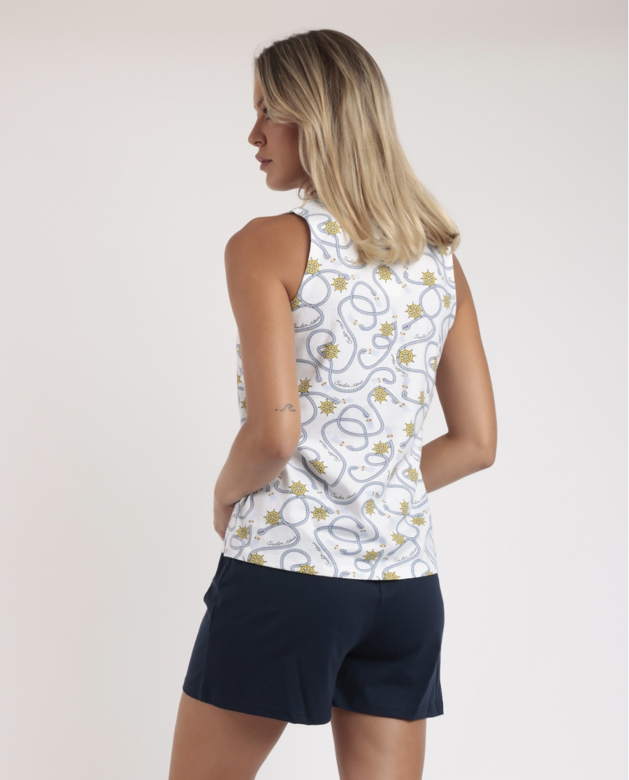 ADMAS Pijama Sin Mangas Sailor Admas para Mujer AZUL