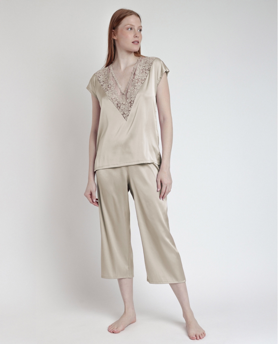 ADMAS CLASSIC Pijama Manga Caída Satin And Guipur para Mujer CAVA ADMAS CLASSIC Pijama Manga Caída Satin And Guipur para Mujer CAVA