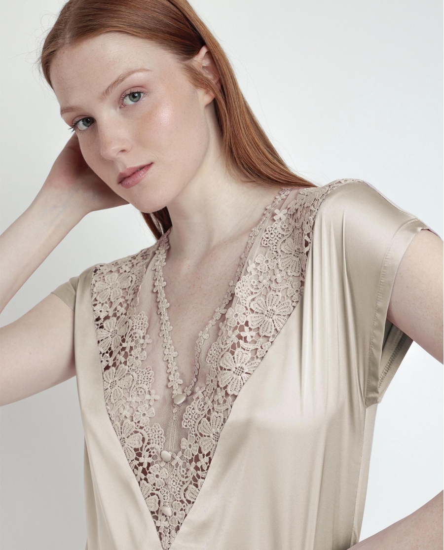 ADMAS CLASSIC Pijama Manga Caída Satin And Guipur para Mujer CAVA ADMAS CLASSIC Pijama Manga Caída Satin And Guipur para Mujer CAVA