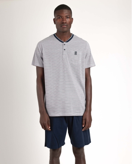 ADMAS CLASSIC Pijama Manga Corta Espiga para Hombre AZUL