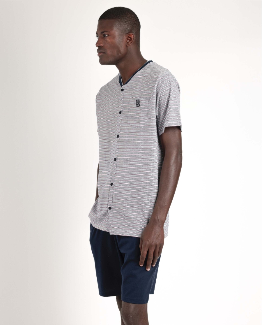 ADMAS CLASSIC Pijama Abierto Manga Corta Espiga para Hombre AZUL ADMAS CLASSIC Pijama Abierto Manga Corta Espiga para Hombre AZUL