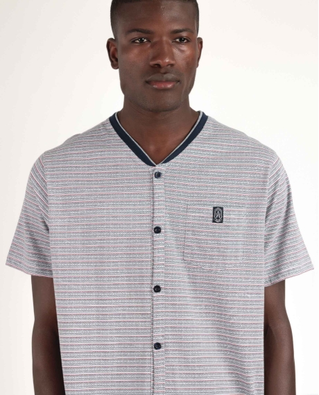 ADMAS CLASSIC Pijama Abierto Manga Corta Espiga para Hombre AZUL 2